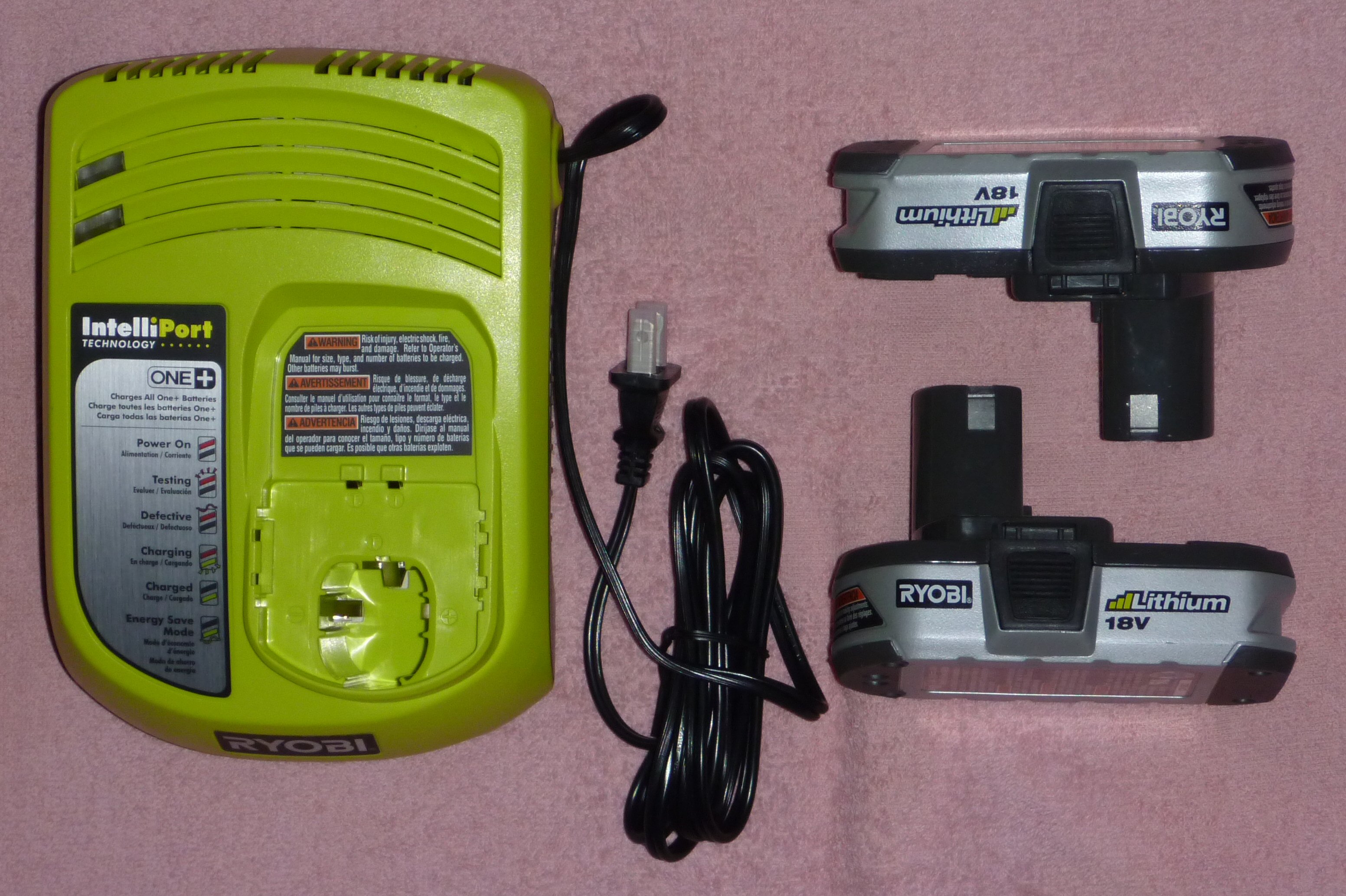 TWO Ryobi One+ P103 18v Compact Lithium Batteries + P114 IntelliPort